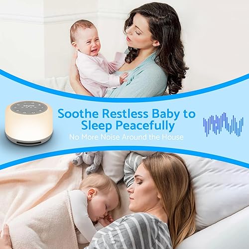 Miniatura 2 de eSynic Máquina de ruido blanco recargable para bebé, máquina de sonido de alta fidelidad para dormir, 7 luces nocturnas de color, máquina de dormir,