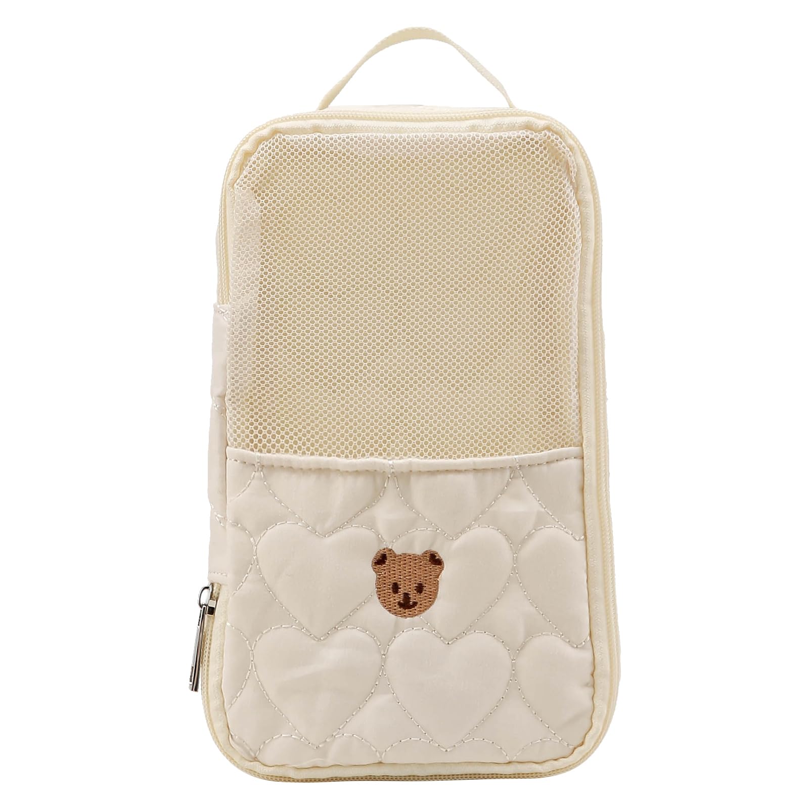 HTU Portable Baby Diaper Bag Organizer Pouch Reusable Baby Diaper Organizer with Zipper and Handle for Newborn Essentials for Boys & Girls (Beige)