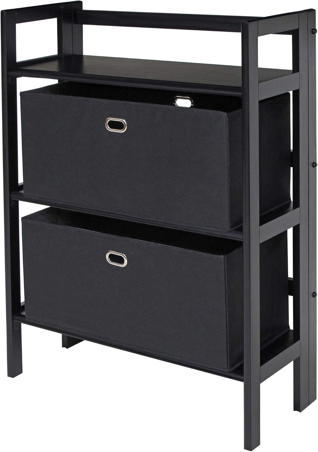Winsome Torino 3-Pc Folding Bookcase w/Fabric Baskets, Black/Black (20306)