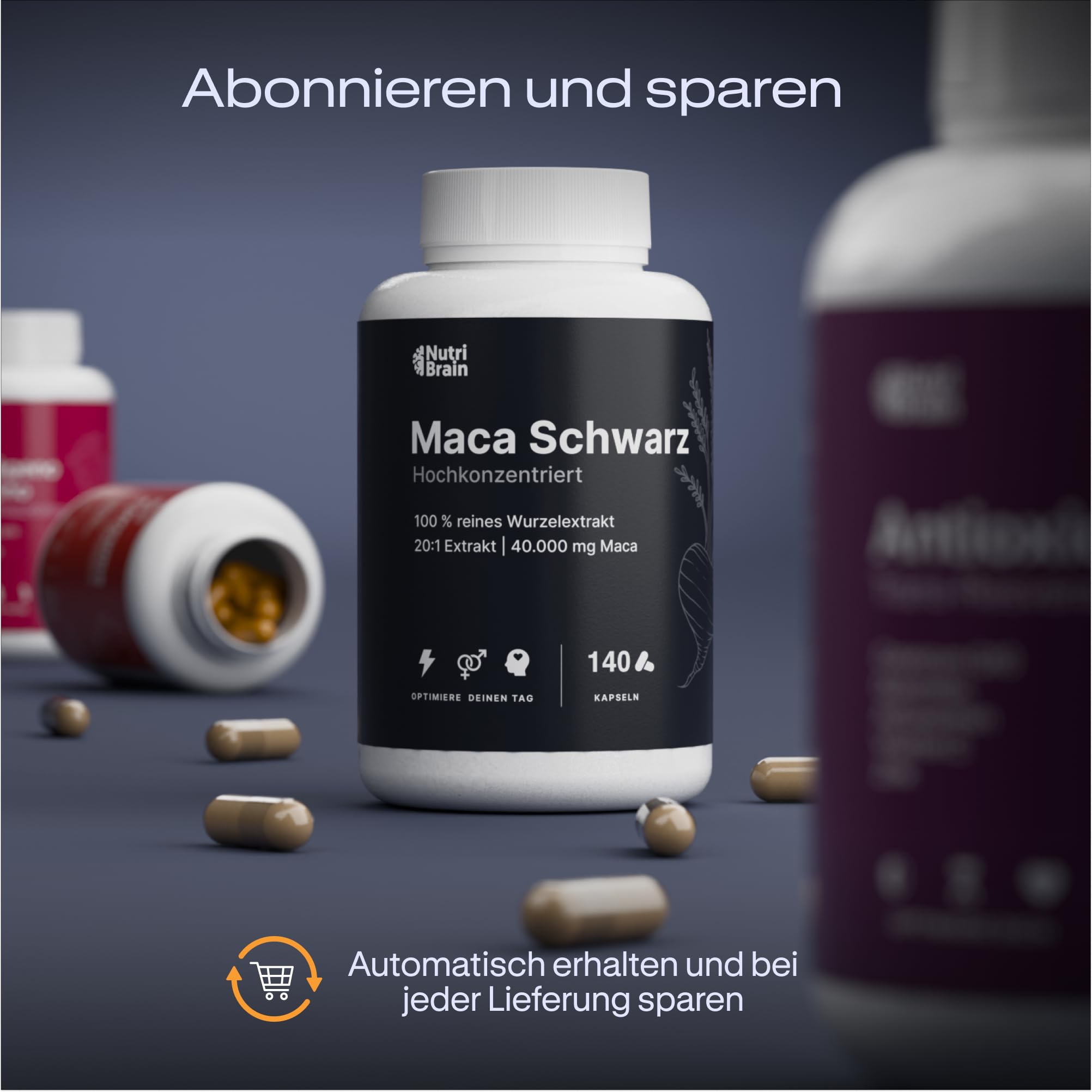 Maca Schwarz Hochdosiert 40.000mg - 140 Vegane Kapseln | Ultra-Konzentriert 20:1 Extrakt | 5 Monate | Steigert Energie und Vitalität | Laborgeprüft | Verbessert Leistung, Ausdauer und Gleichgewicht