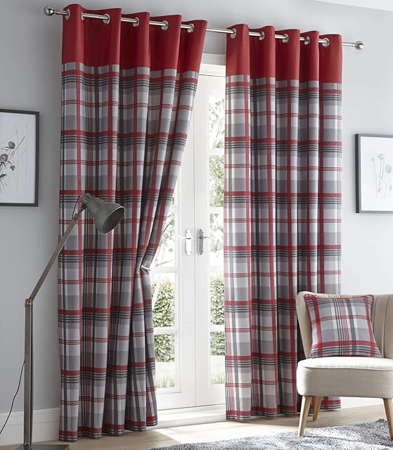 Potfolio Orleans Curtains, Red, 90 x 90"