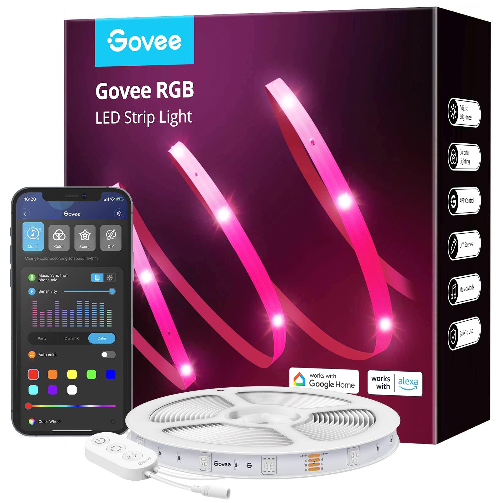 Govee RGBIC neon ledstrip, 3 eter, et app-bediening, doe-het-zelf Govee RGBIC neon ledstrip, 3 eter, et app-bediening, doe-het-zelf