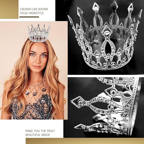Miniatura 4 de DOERDO - Corona para pastel de diamantes de imitación hecha a mano con diamantes de imitación, decoración de pastel para boda, cumpleaños, temática