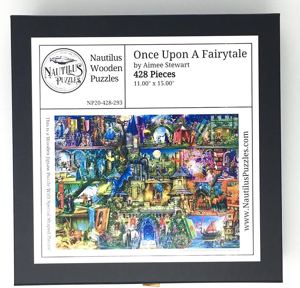 Wooden Jigsaw Puzzle for Adults - Once Upon a Fairytale by Aimee Stewart - 428 Wooden Pieces. Made in USA by Nautilus Puzzles