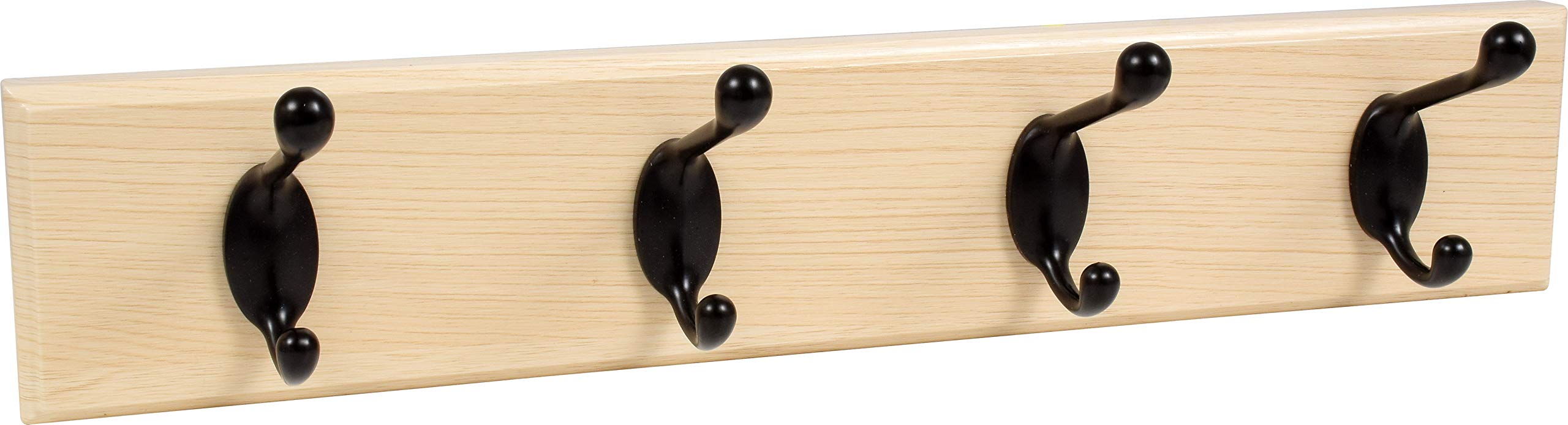 Garderobenleiste Aus Akazienholz | Mit 4+2 Haken | Wandhalterung Für Mäntel & Taschen | Massivholz & Robust