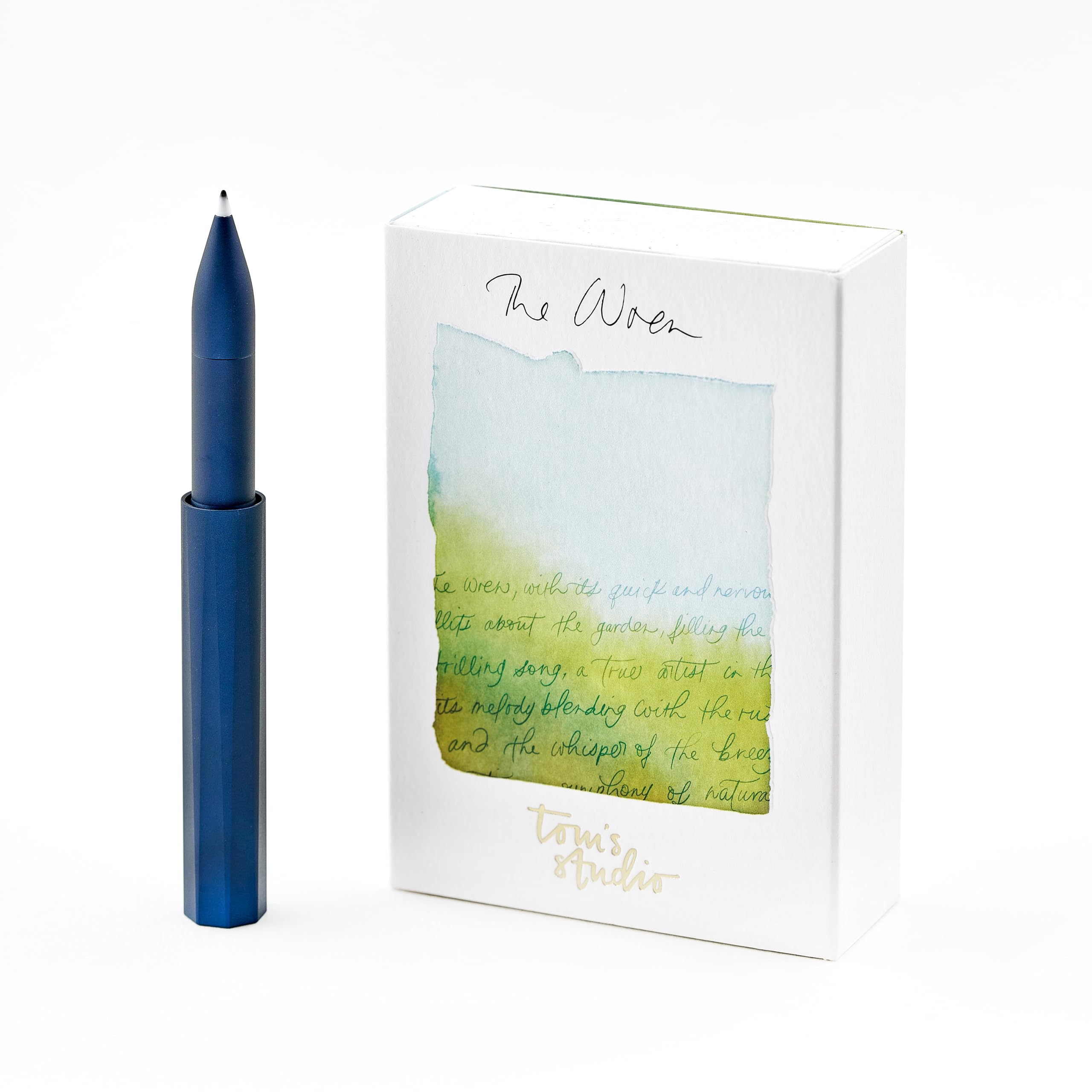Tom's Studio The Wren – Stylo d'écriture rechargeable quotidien (minuit) | Pointe japonaise (0,3–0,5 mm) | Aluminium anodisé | Comprend un réservoir d'encre et 3 ml d'encre minuit | Cadeau compact