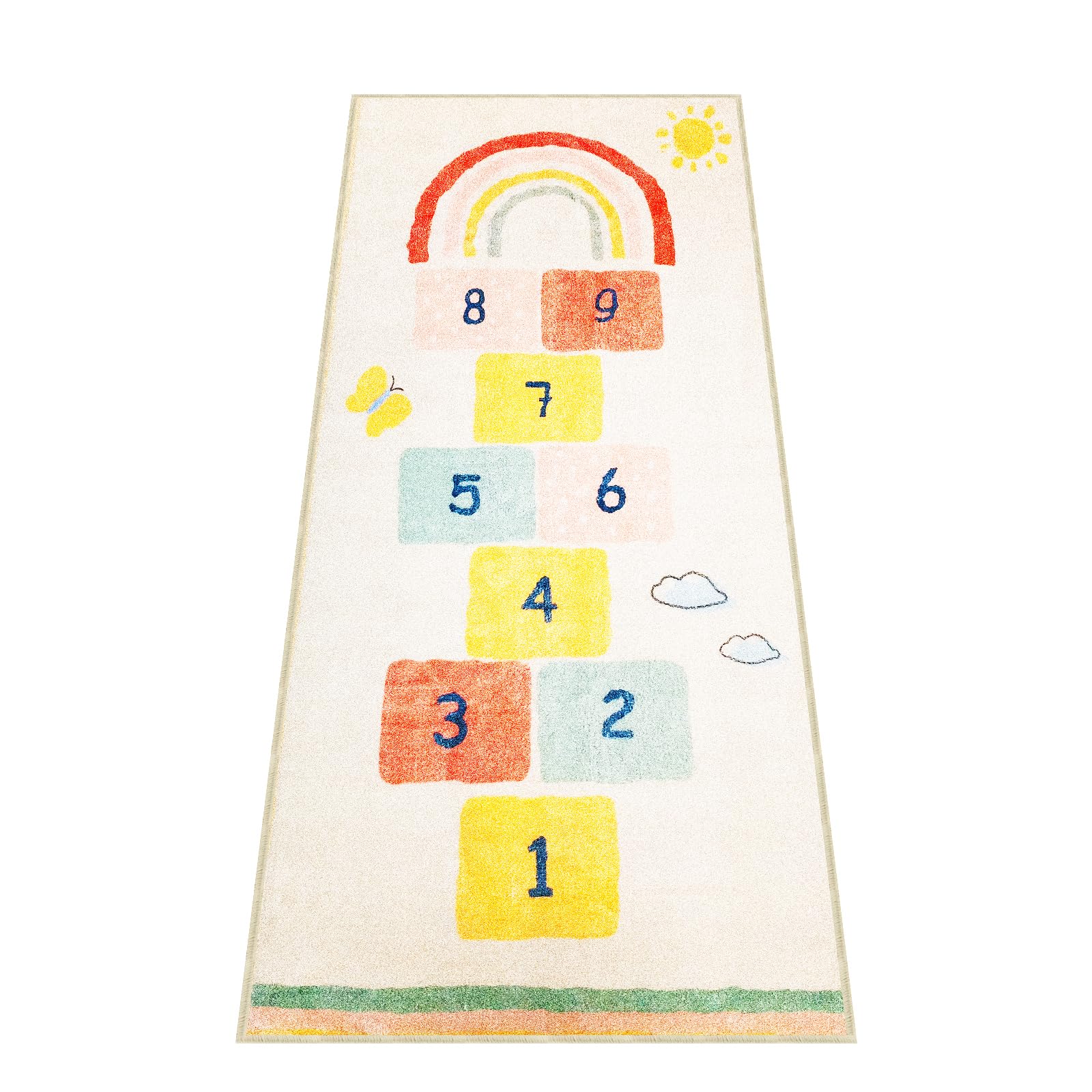 Tappeti Design Rainbow Sky Hopscotch Game Rugs, Kids Bedrooms Rugs, Kids Play Mat Soft Floor Carpet for Bedroom Playroom Nursery,Great Gift for Girls & Boys (Rainbow Hopscotch, 120 * 170 CM)