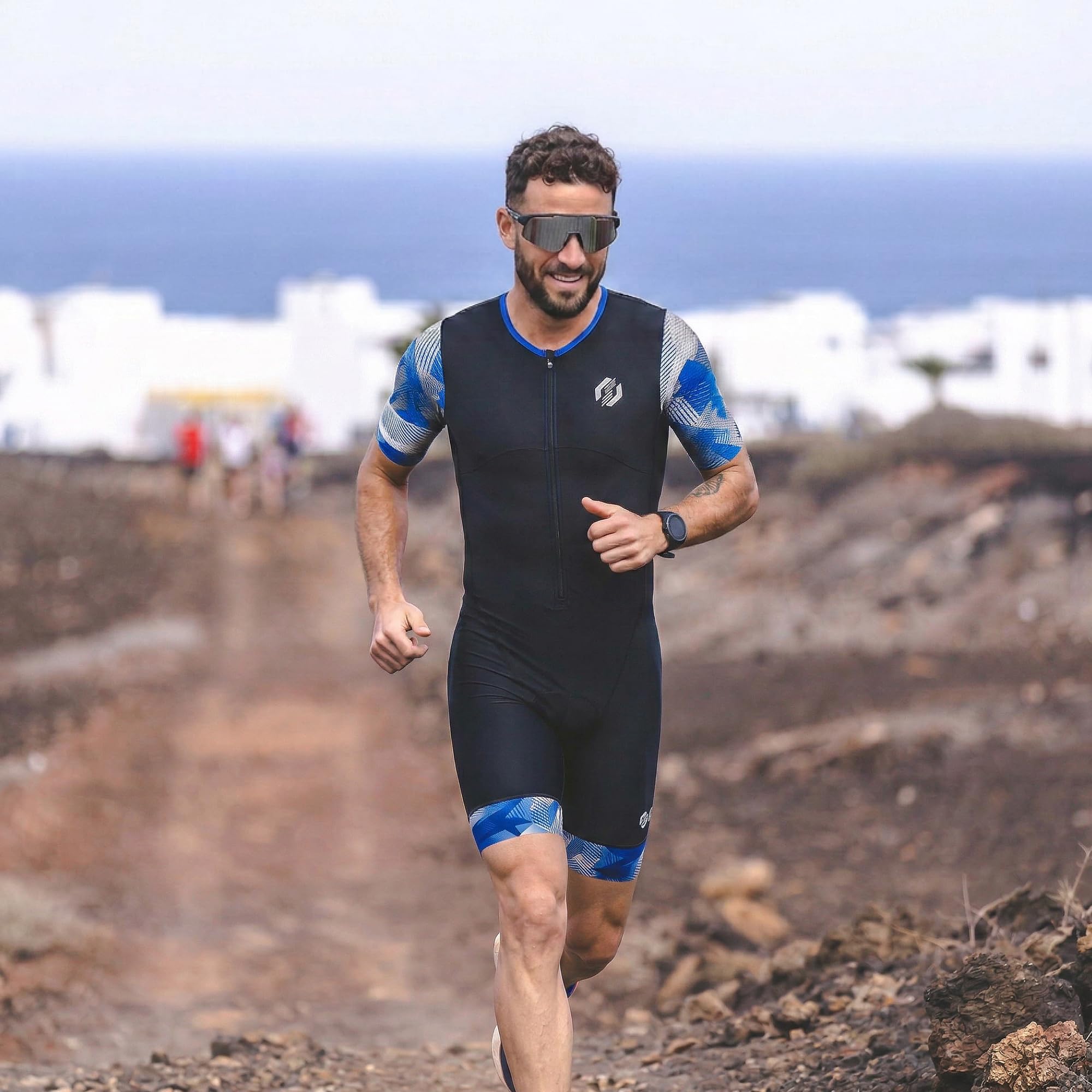 SLS3 Strój męski do triatlonu – jednoczęściowy strój triatlonowy – triathlon jednoczęściowy – aerodynamiczny kombinezon z krótkim rękawem