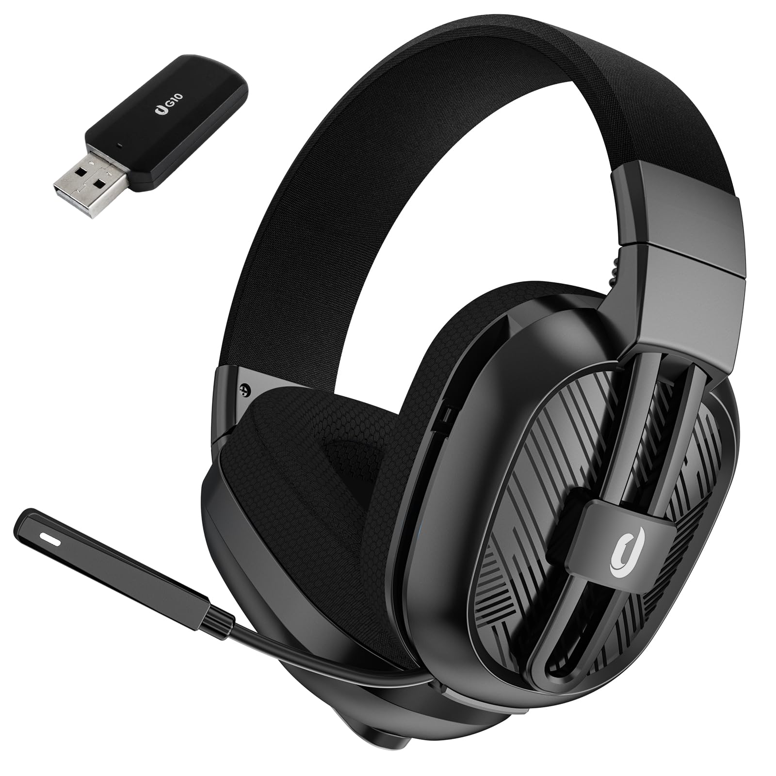 Jeecoo 2.4GHz Wireless Gaming Headset with Microphone for PC PS5 PS4, Bluetooth 5.3 Gaming Headphones with Noise Canceling Mic for Laptop, Mobile, Mac