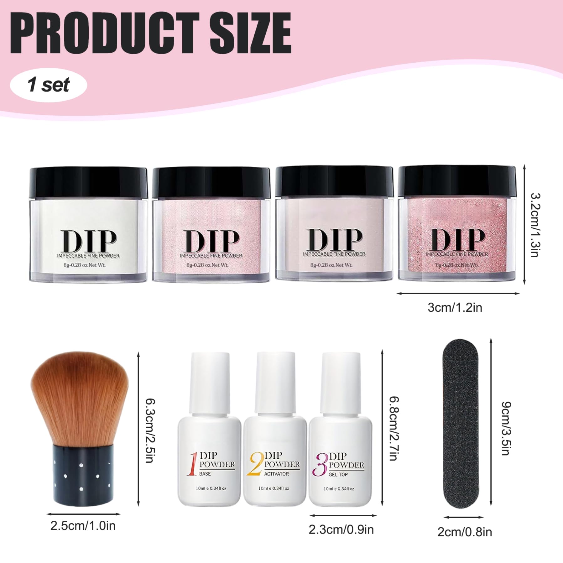 Kit per immersione in polvere per unghie, 10 pezzi/set Kit per immersione in polvere per unghie Set di liquidi a 4 colori con base e attivatore di top coat per salone di manicure per Fren