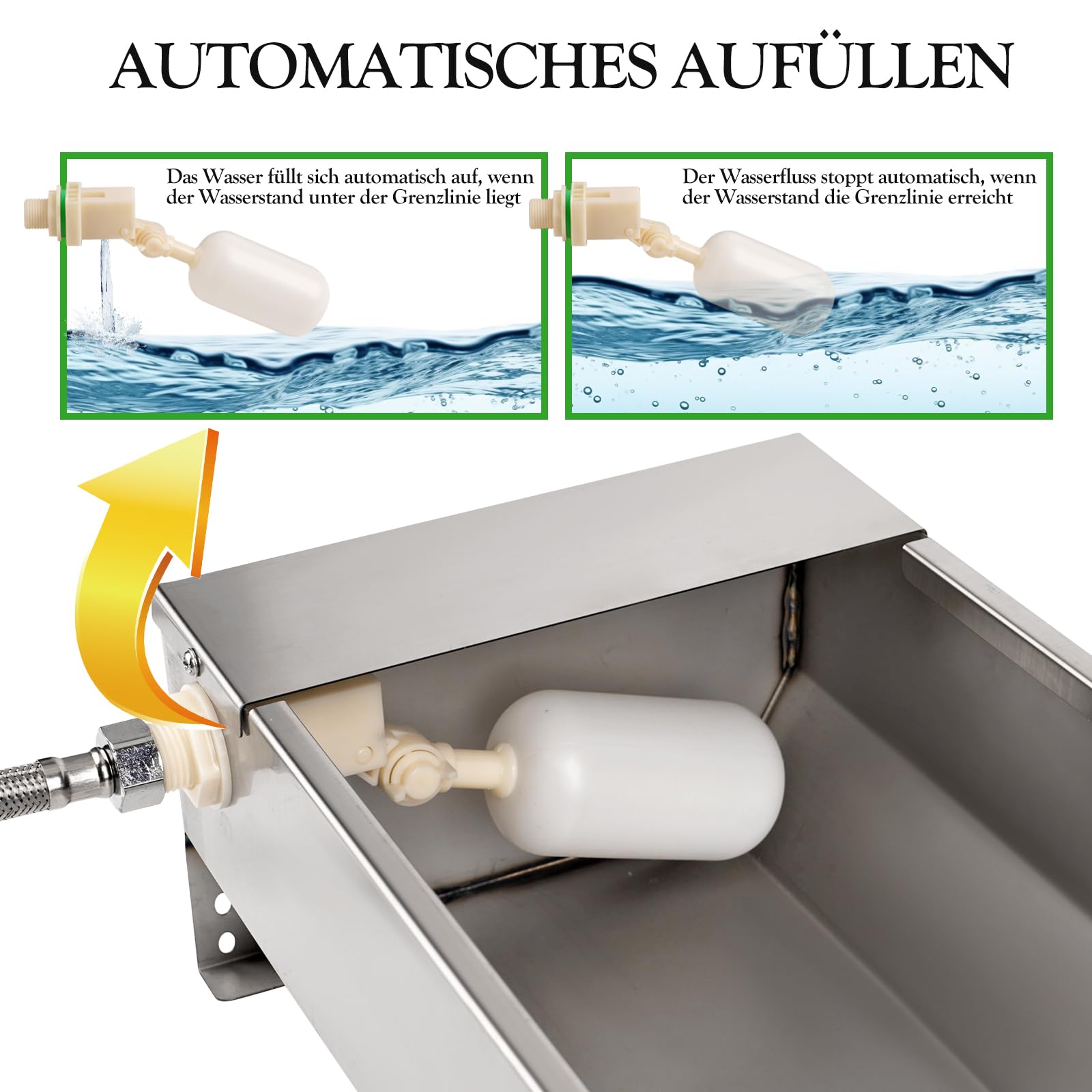 Automatischer Pferdetränke mit 1/2-Zoll-Schwimmerventil, großvolumiges Geflügeltränke Kit für Rinder, Pferde, Schafe, Hunde