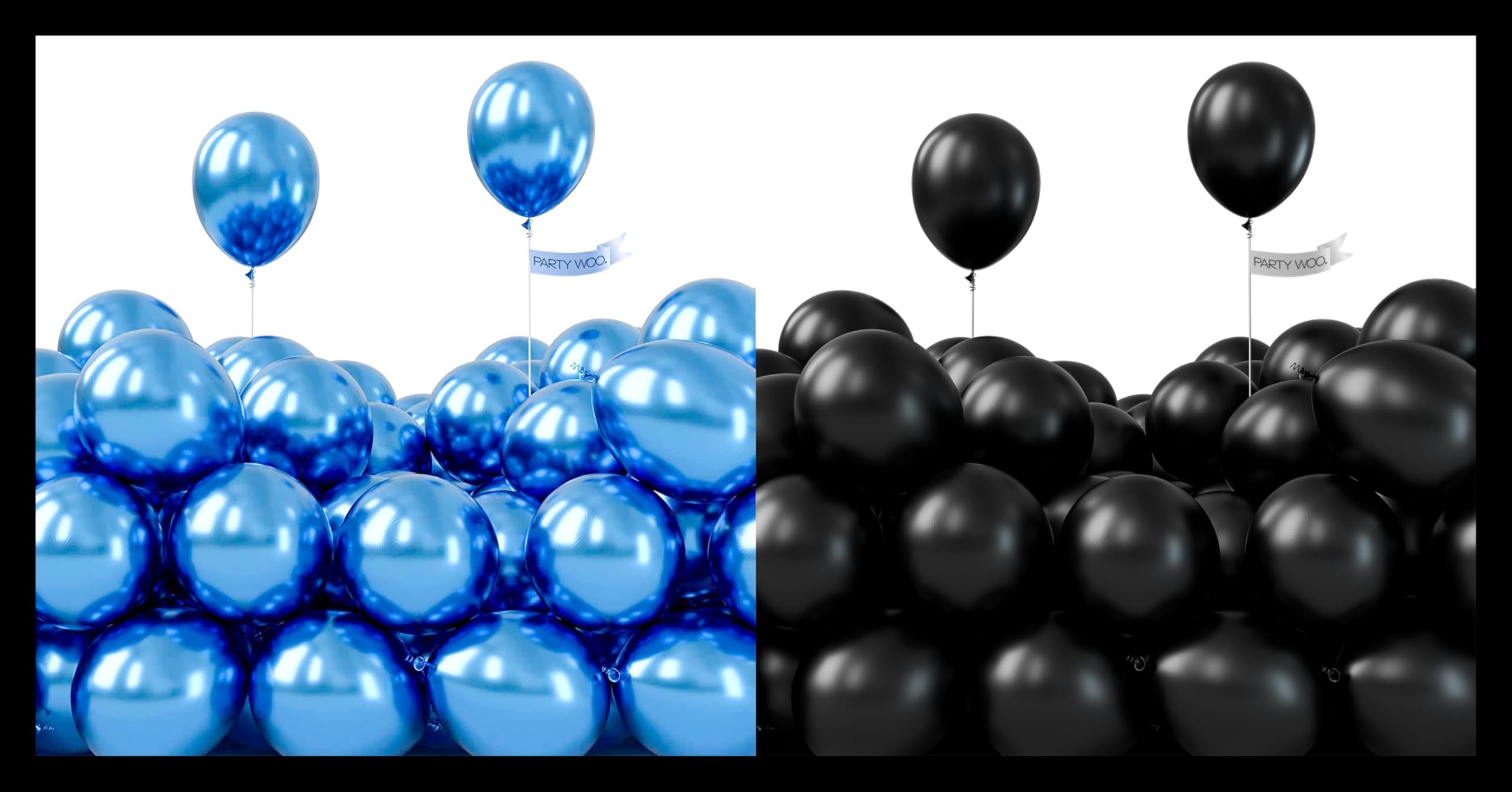 PartyWoo Metallic Blue Balloons 50 pcs and PartyWoo Black Balloons 50 pcs