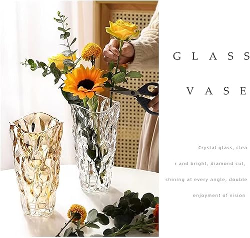 Miniatura 7 de Jarrón moderno de cristal transparente para decoración de centros de mesa de casa altos de flores (marrón)