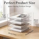 4-Tier Paper Organizer for Desk, Acrylic Paper Tray Organizer | Stackable Clear, Paper Letter Tray with Pen Holder, Desktop Organizer for Documents, Office Supplies
