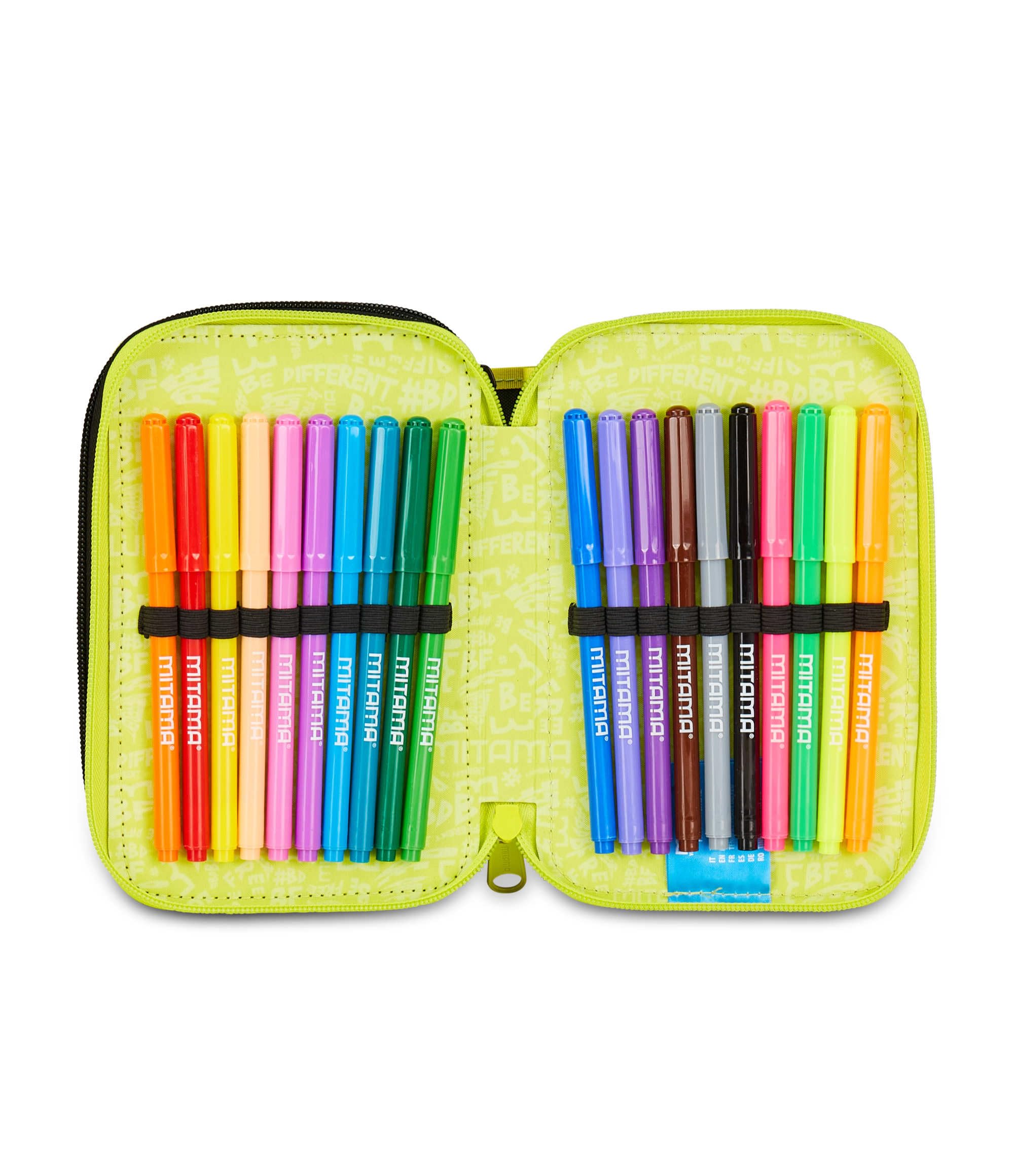 Mitama Astuccio Scuola 3 Scomparti, SUPER TRIPLO FLASH, Contenuto 47 pz, Completo di Matite, Pennarelli, Portapenne Scuola Elementare Bambino