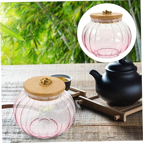 Miniatura 7 de Alipis Tarro de caramelo de vidrio con tapa 20.3 fl oz Bote de té rosa Recipiente hermético de almacenamiento de té Rosa Pequeños frascos de vidrio