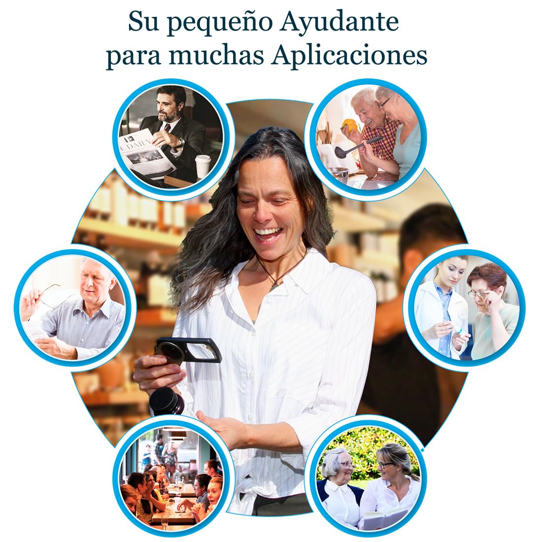 EasY Magnifier Lupa de Bolsillo con Luz LED 3.0X (300%) movil; Lupas pequeña para Manualidades Profesional; Lupa de Mano Niños iluminada para Leer; Regalos para Personas Mayores e Infantil