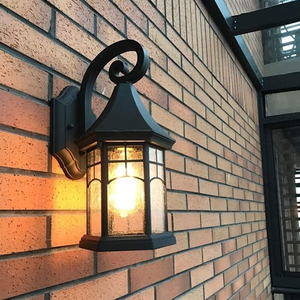 XANAYXWJ kinkiet ścienny, nierdzewny, kute żelazne kinkiety metalowe v-intage, retro, wodoodporny, zewnętrzny, odporny na deszcz, oprawa zewnętrzna, ganek, ogród, salon, przejście
