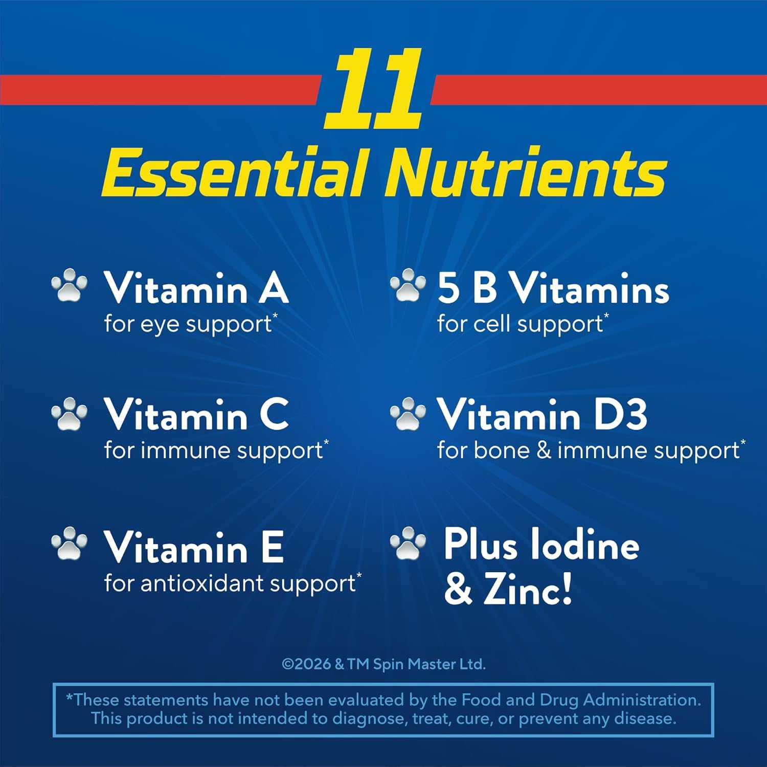 L’il Critters Paw Patrol Gummy Vites Daily Gummy Multivitamin for Kids, Vitamin C, D3 for Immune Support Cherry, Orange and Blueberry Flavors, 60 Gummies (Pack of 2) — Amazon image 3