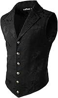 VATPAVE Men's Victorian Steampunk Gothic Suit Vest Waistcoat - Slim Fit, Adjustable Belt, Premium Cotton Blend
