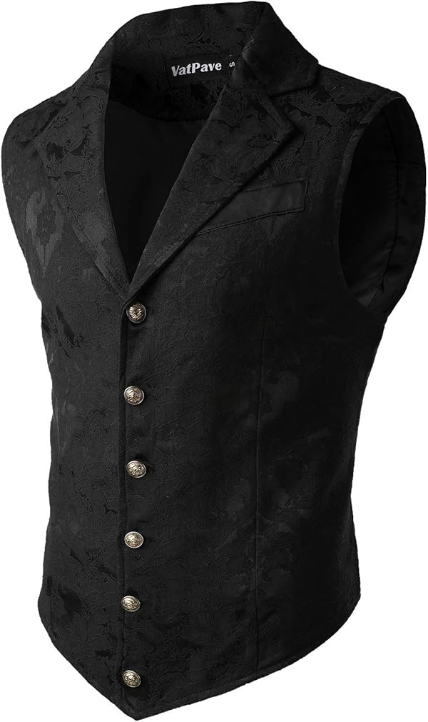 VATPAVE Herren Viktorianischer Anzug Weste Steampunk Gothic Weste