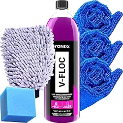 Kit Lavagem Automotiva Shampoo Neutro Para Carro Vitrificado V-Floc Luva Microfibra Pano Toalha