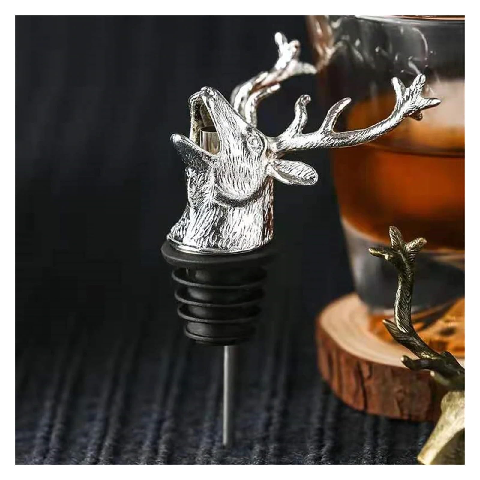 5 piezas de vertedor de vino con boquilla para botellas de licor, tapón de conservación de vino para fiesta, tapón de conservación de botellas de vino (dorado)