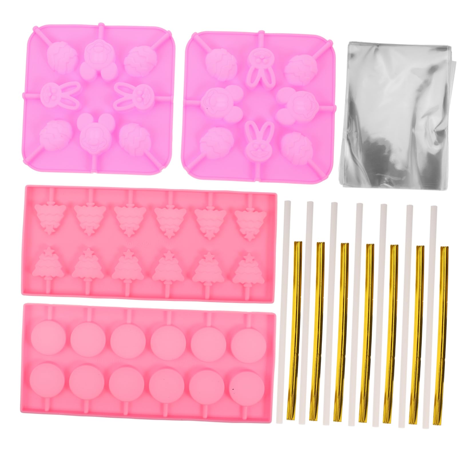 Moule à Sucettes de Noël en Silicone, 1 Set, 7 Pièces