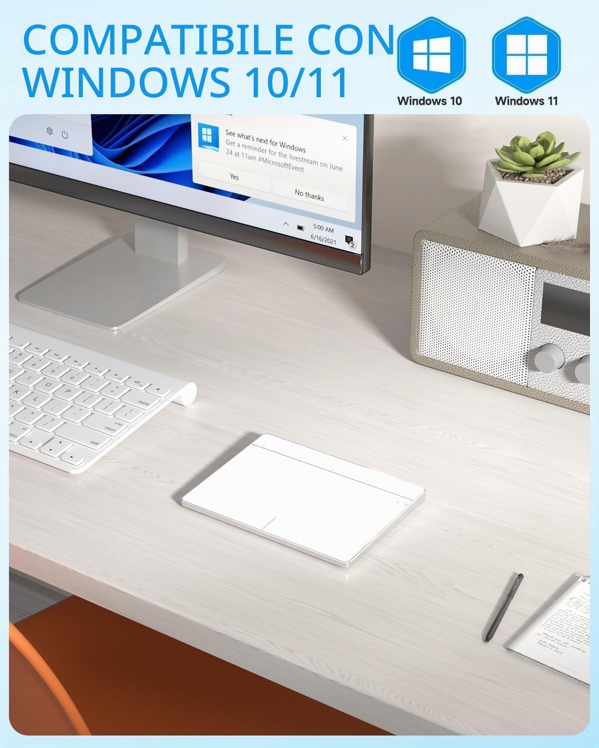Touchpad wireless con superficie multi-touch per Macbook/Windows/Ipad Desktop/Laptop/Notebook PC (MG3 bianco)