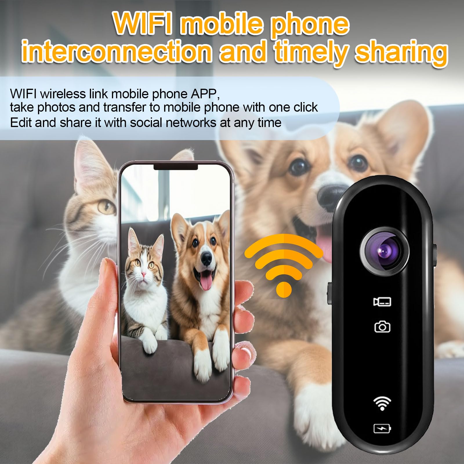 Pet Camera Collar, 1080P 120° grandangolare per gatti con fotocamera, registrazione video con scheda SD da 32 G, fotocamera USB ricaricabile per cani e gatti