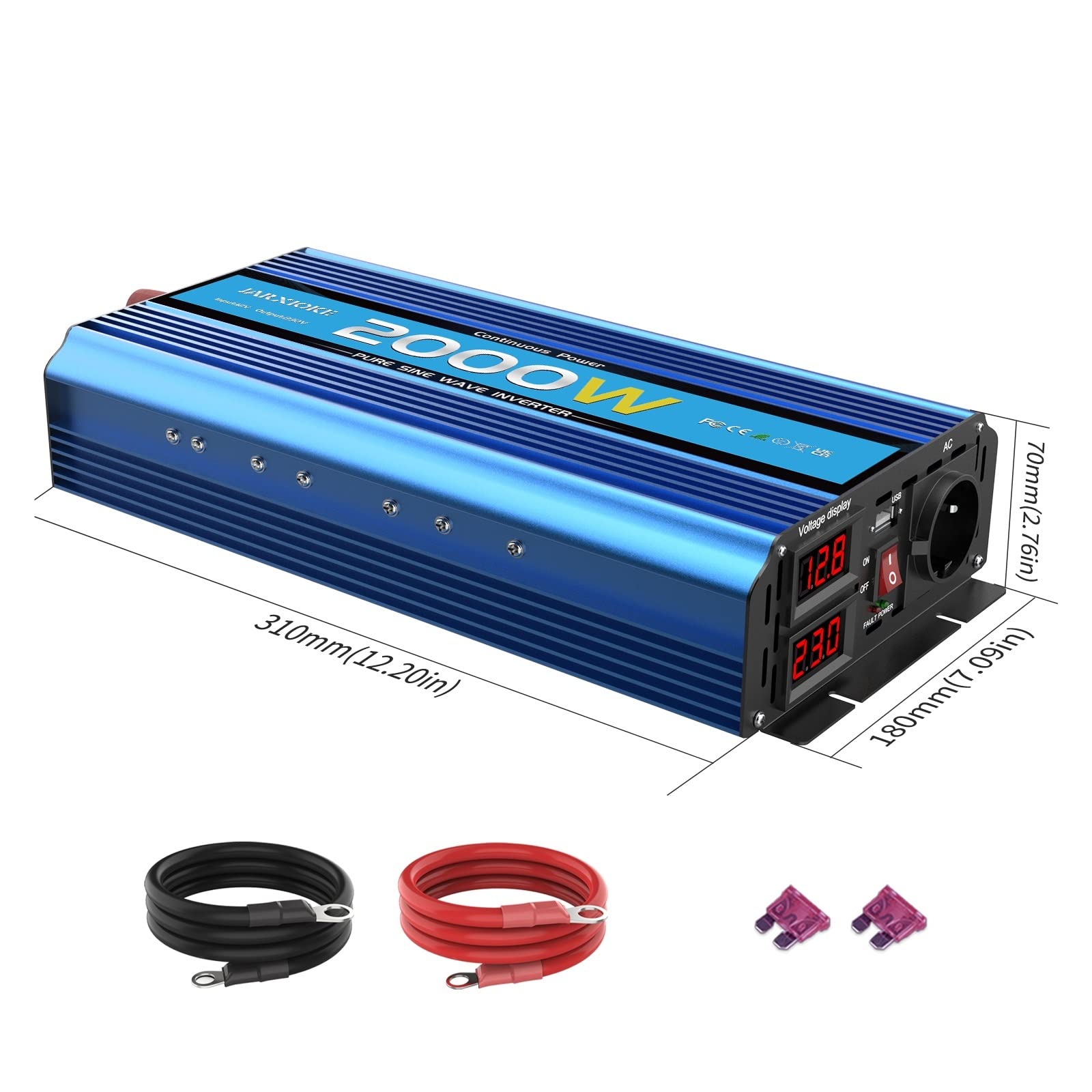 Falownik 12 V 220 V czysty sinus 12 V 24 V 220 V napięcie 4000 W/3000 W/2000 W DC 12 V 24 V transformator czysty sinusoidalny falownik solarny LED (3000 W, 24 V-230 V-EUROPE)