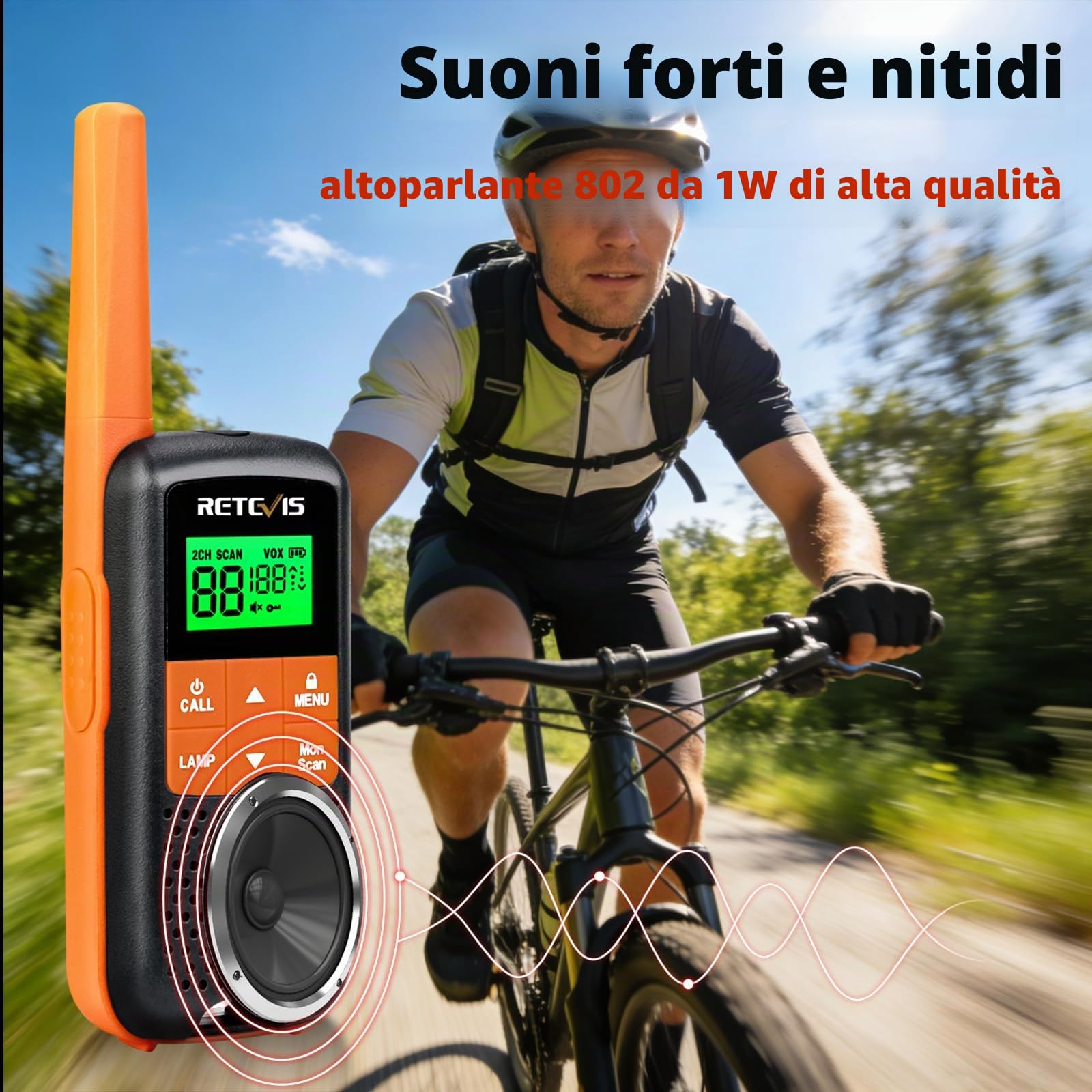 Retevis RT649 Walkie Talkie 4 Pezzi, PMR446 IP65 Wolki Toki Ricaricabili | Walkie-Talkie Professionali, 16 Canali, VOX, Radio con Torcia, Ricetrasmittenti Portatile per Attività all'aperto, Ciclismo