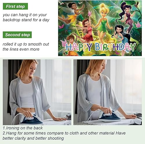 Miniatura 3 de Decoraciones de fiesta de campanilla Tinker bell con tema de feliz cumpleaños, suministros de fiesta de campanilla para niñas y niños