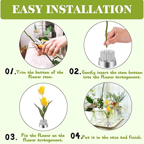 Miniatura 4 de WUWEOT Kenzan Ikebana - Paquete de 12 ranas de flores de 0.9 pulgadas, rana japonesa con pines, herramientas fijas florales plateadas, soporte de