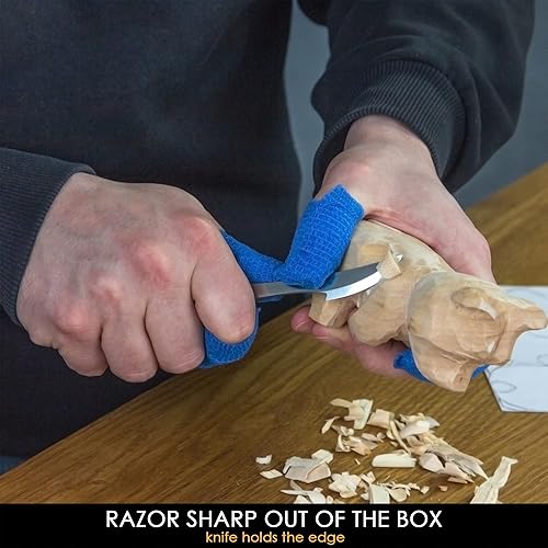 Miniatura 6 de BeaverCraft Kit de tallado de madera para principiantes DIY 05 - Kit de tallado con cuchillo de tallar madera y bloques de tilo - Manualidades para