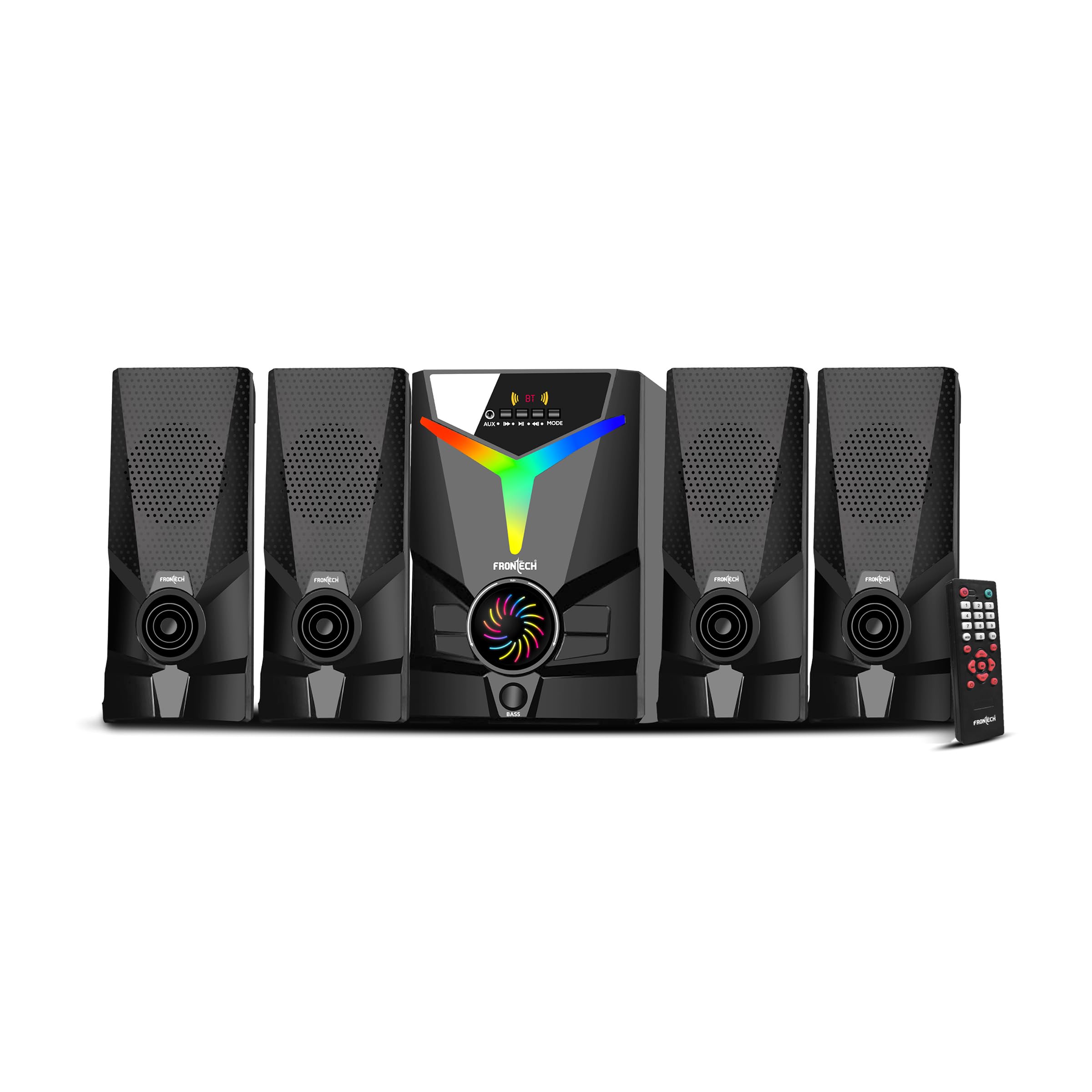 FRONTECH 60W Bluetooth 5.0 Multimedia Speaker| Powerful Bass | 4.1 Channel |Surround Sound System | USB | AUX | FM Radio | Wireless Remote Control for Home & Office (SW-0155)
