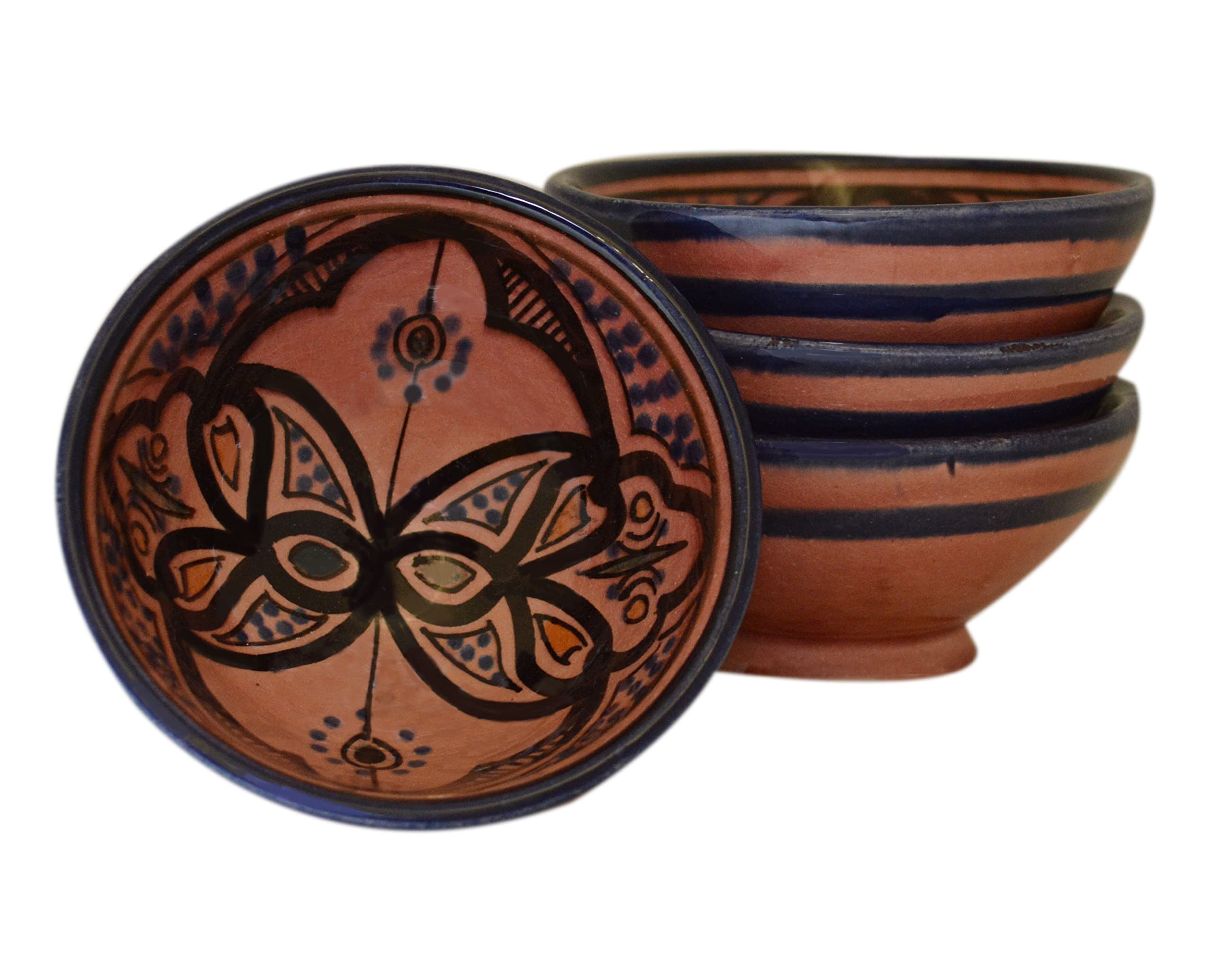 Ceramic Appetizer Bowls Handmade Moroccan Serving Set of 4 Exquisite Pieces With Vivid Colors