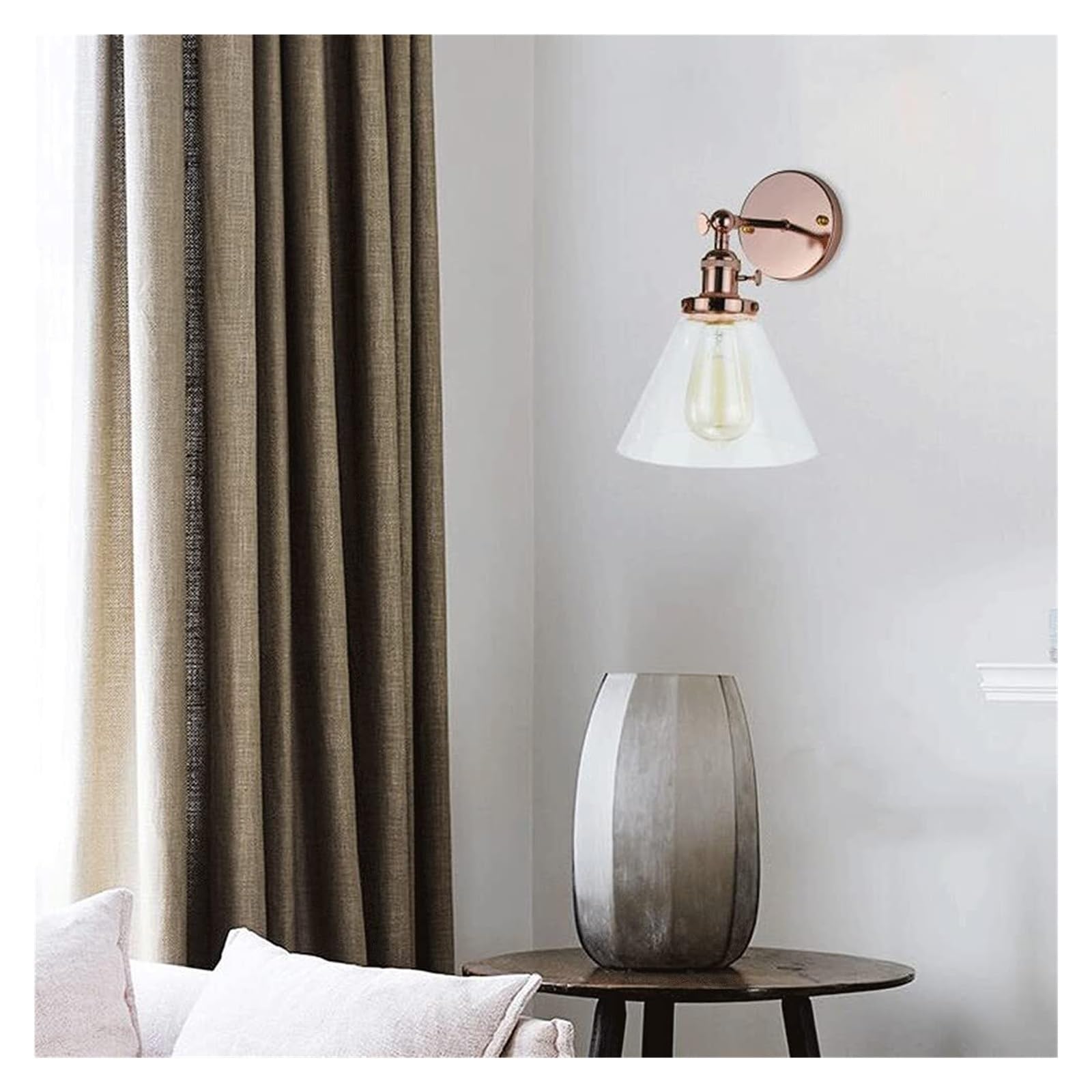 Wandleuchte For Bad/WC, Roségold, 1-flammig, Klarglas, Moderne Badezimmer-/Gäste-/Schlafzimmer-Wandleuchte, Wandleuchte Über Dem Spiegel, Nachttischleuchte
