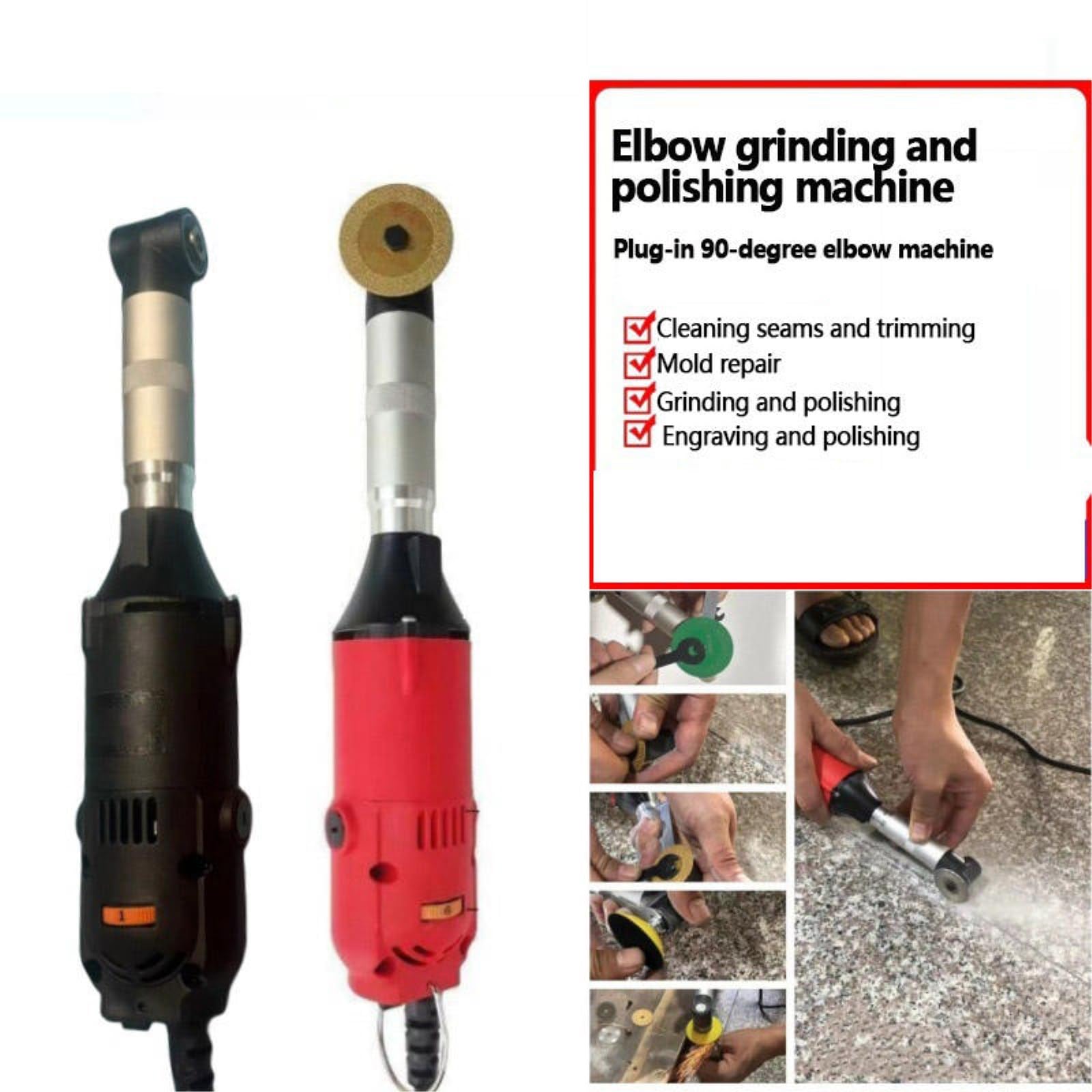 Macchina Elettrica per la Pulizia delle Fughe delle Piastrelle, 6 velocità Regolabili, 15000 RPM, Angolo di 90°, per Fughe di Piastrelle in Cucina e Camera da Letto