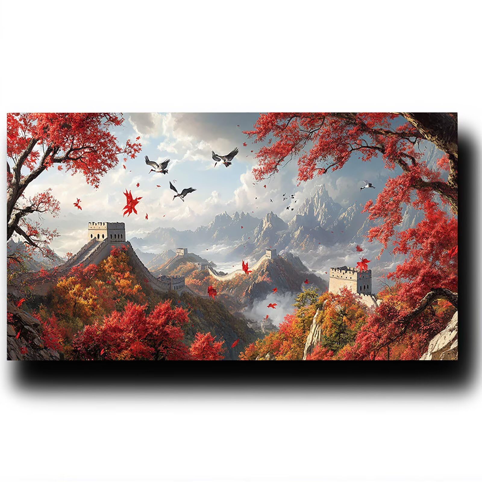 Malen nach Zahlen Erwachsene Die GroßE Mauer Malen nach Zahlen ab 7 jahre Mädchen Baum Kreativ set für Erwachsene mit Leinwand Acrylfarben set und Pinsel,Bastelset zum Bemalen,Wanddeko 80X160cm 7-J-V