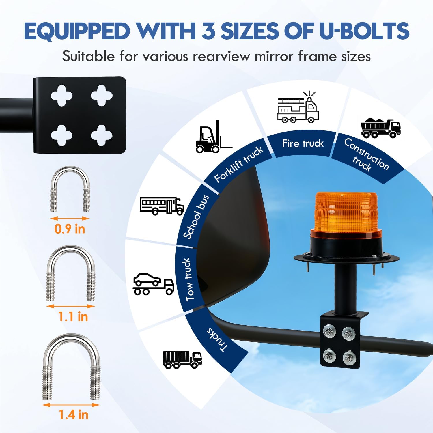 6 inch Diameter Strobe Light Mounting Bracket, Strobe Beacon Mount, Bolt-on Mount Safety Light Mount for Trucks Trailers, Rustproof, Fit All Warning/Beacon Lights, 2Pcs
