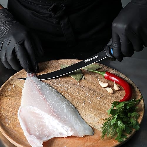 Miniatura 5 de Rhinoreto Cuchillo de filete de pescado. Cuchillo de deshuesar para cortar carne. Cuchillo de filete para pescado con funda y sacapuntas. (6.5)