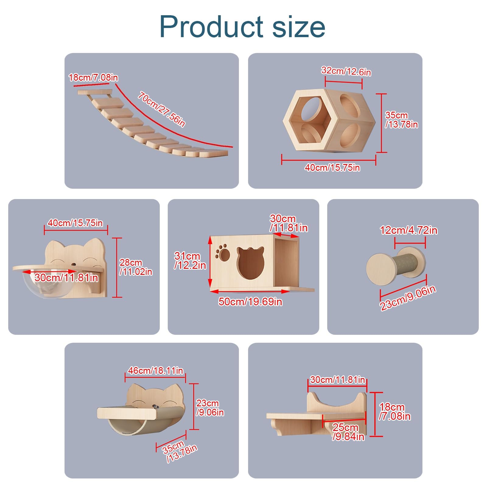 Tiragraffi per Gatti, Mensole per Gatti da Parete, Amaca per Gatto, per Dormire, Giocare, Arrampicarsi, Fare Un Pisolino, Guardare Oltre(10pcs)
