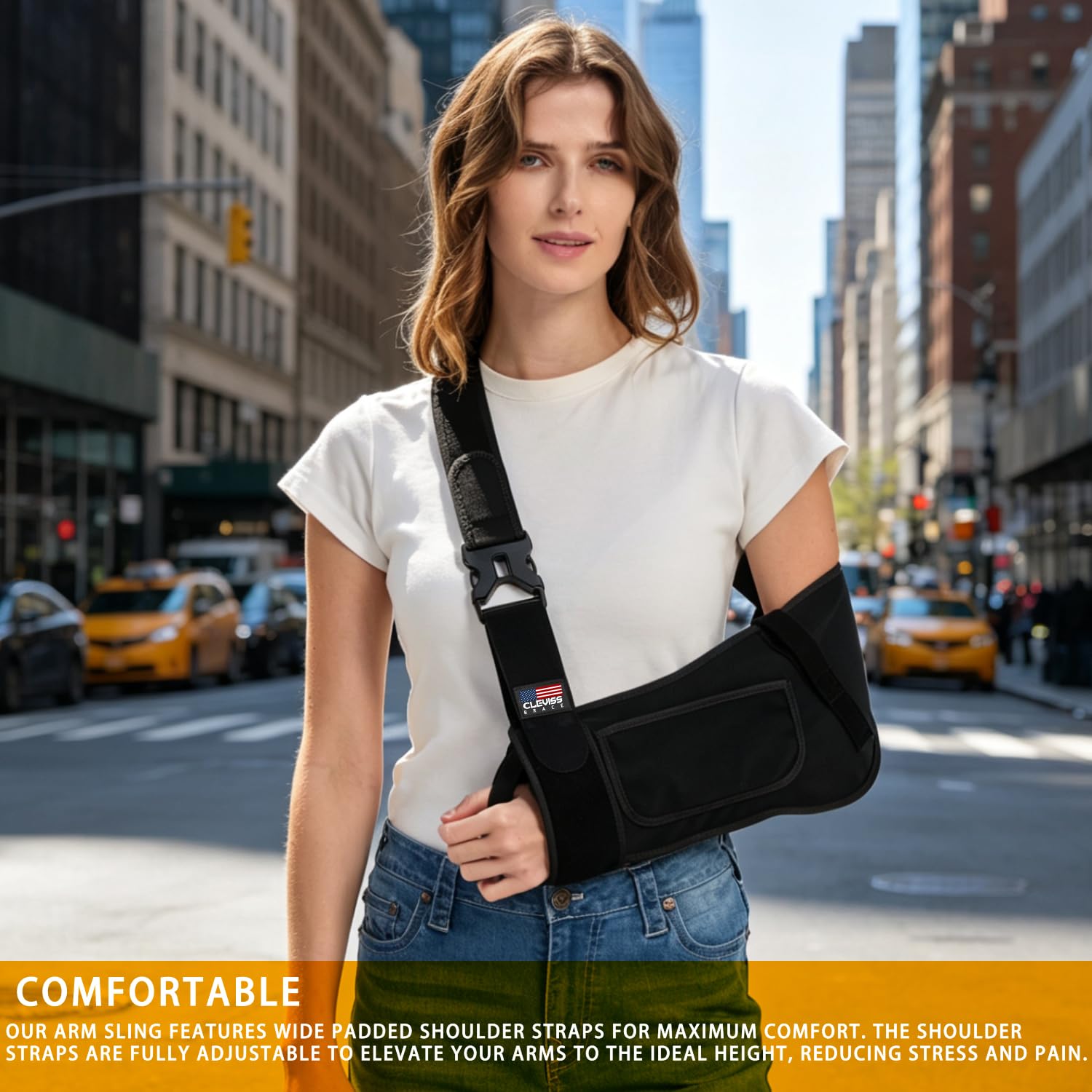 Arm Sling Shoulder Immobilizer, Shoulder Sling for Torn Rotator Cuff, Adjustable Arm Brace for Shoulder Injury, Elbow Injury/Wrist Injury/Surgery, Shoulder Strap For Women or Men (Left Hand)