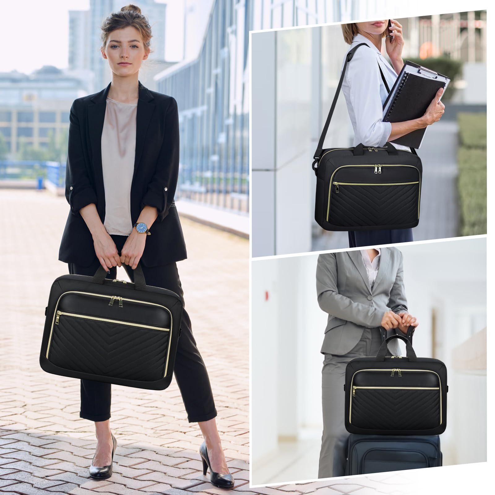 Borsa per computer portatile da 17,3 pollici per donne e uomini, borsa a tracolla impermeabile, borsa a tracolla imbottita per computer portatile, grande borsa per computer universitaria, borsa
