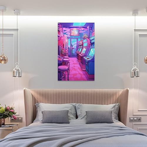 Miniatura 8 de josnmre Póster estético de los años 80 con diseño de anime Retrowave Neon Synthwave de los años 80, lienzo decorativo para colgar en la pared,