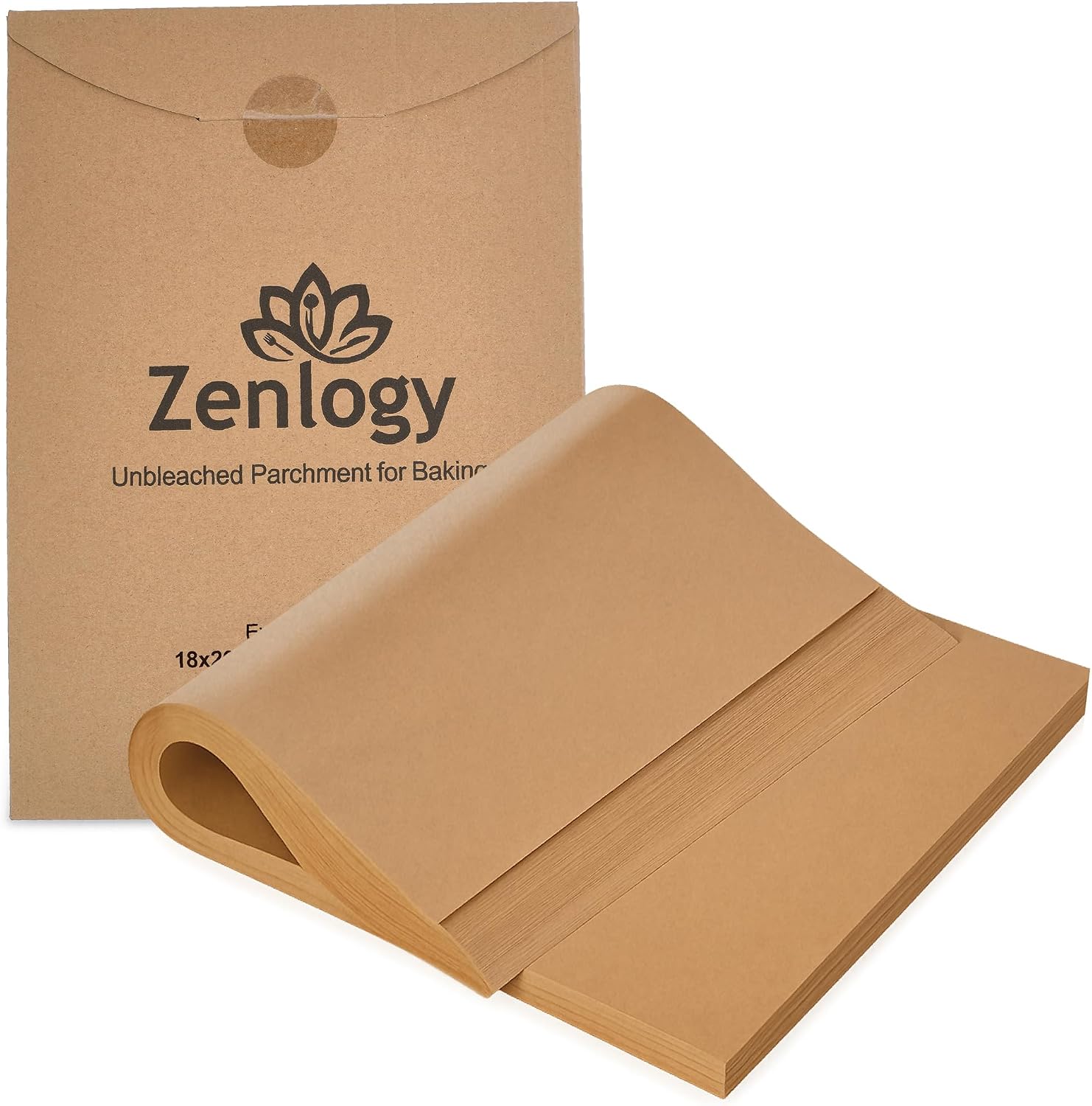 Zenlogy 18x26 (1000 Sheets) Large Unbleached Parchment Paper Liners for High Heat Baking - Exact Fit for Your Commercial Full Size Sheet Pans