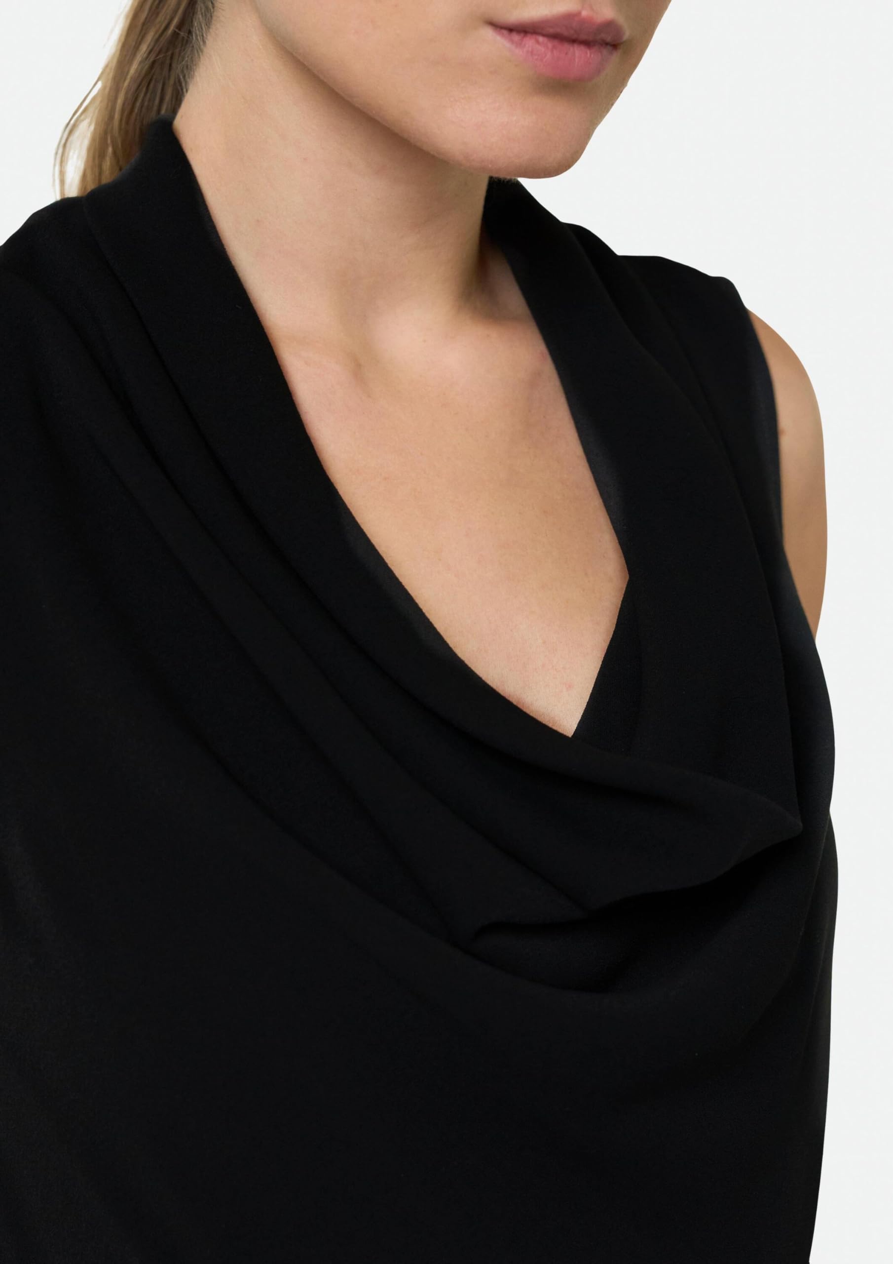 Comma Damen Top mit Wasserfallkragen T-Shirt