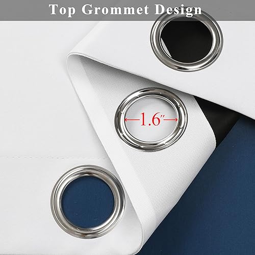 Miniatura 4 de Estelar Textiler Cortinas opacas degradadas de 84 pulgadas de largo, juego de 2 paneles para sala de estar, azul marino y blanco grisáceo, ahorro de