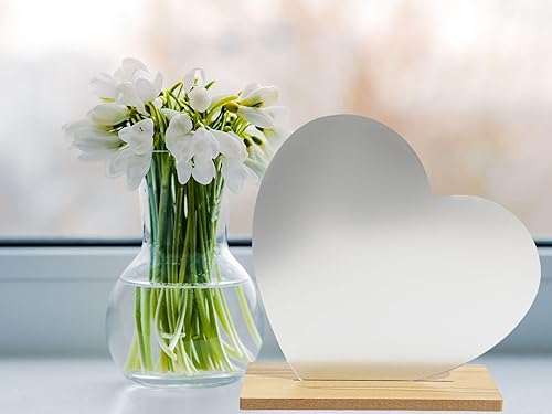 Miniatura 5 de Funny live Espejo de escritorio estético para decoración de habitación, espejos acrílicos irregulares con soporte de madera para sala de estar,